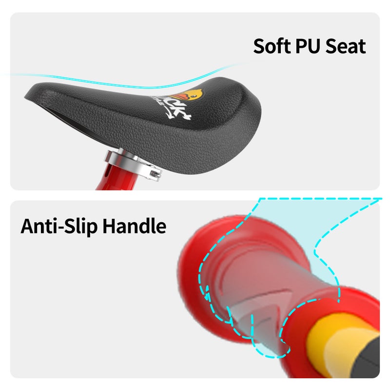 B.Duck - Kids Balance Bike,  height-adjustable saddle, Anti-slip Handle & Wheels, Indoor/Outdoor Ride, Red, 3-5 Y - Image 4